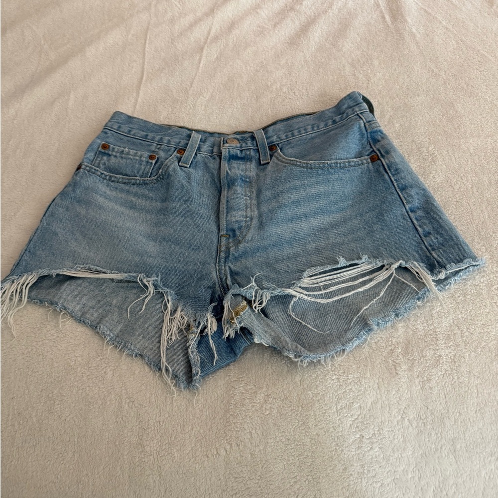 Levi's 501 Button Fly Distressed Jean Shorts